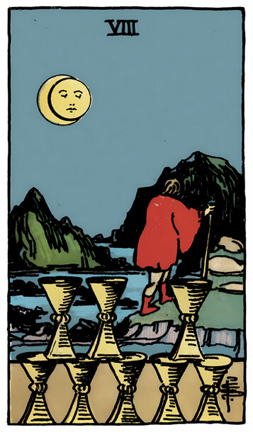 塔罗牌圣杯八正位解析逆位解析 - 宙星圈APP