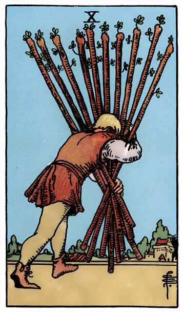 塔罗牌权杖十正位解析逆位解析 - 宙星圈APP